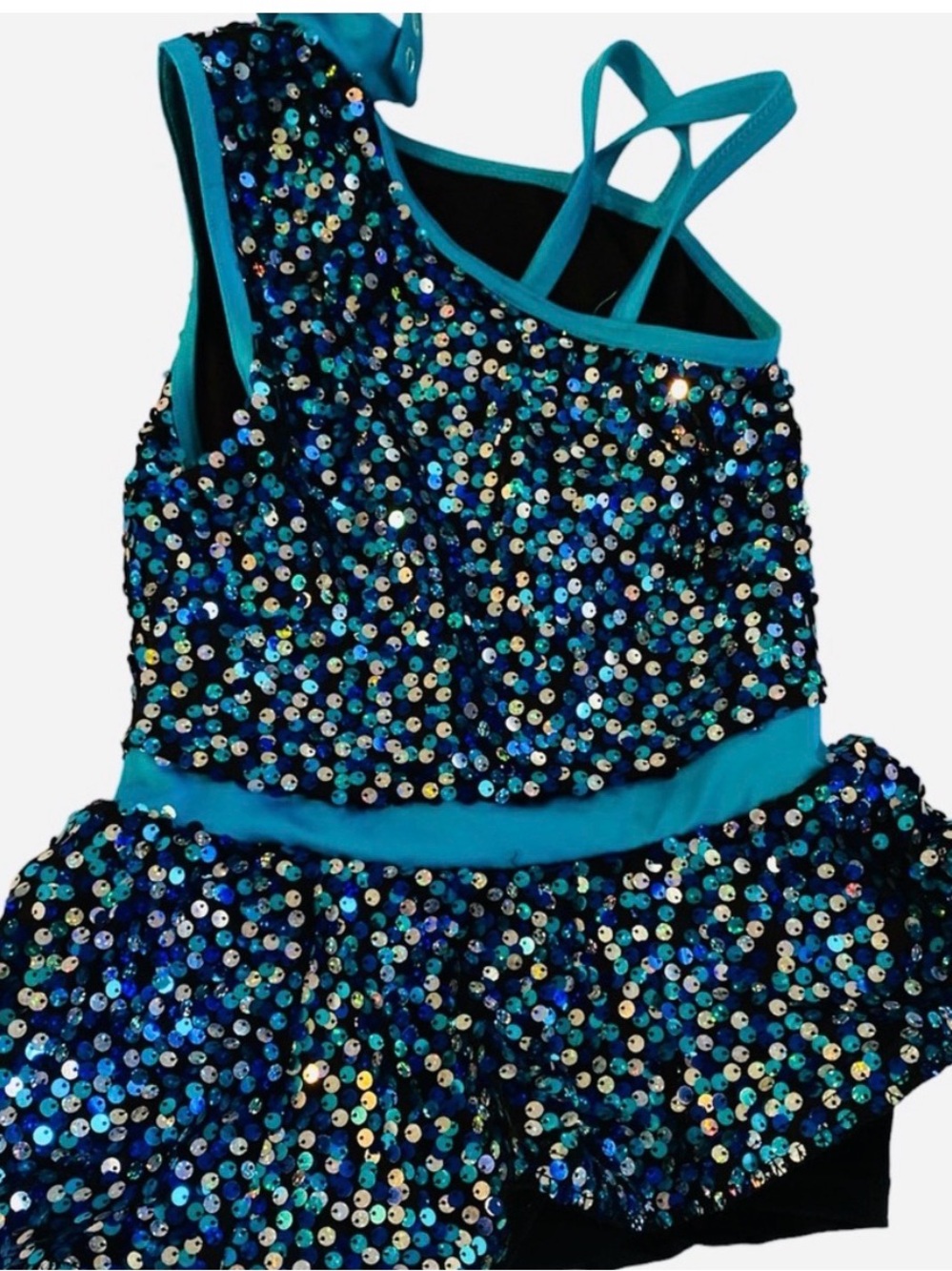 Blue sequence leotard - Picture 5 of 5
